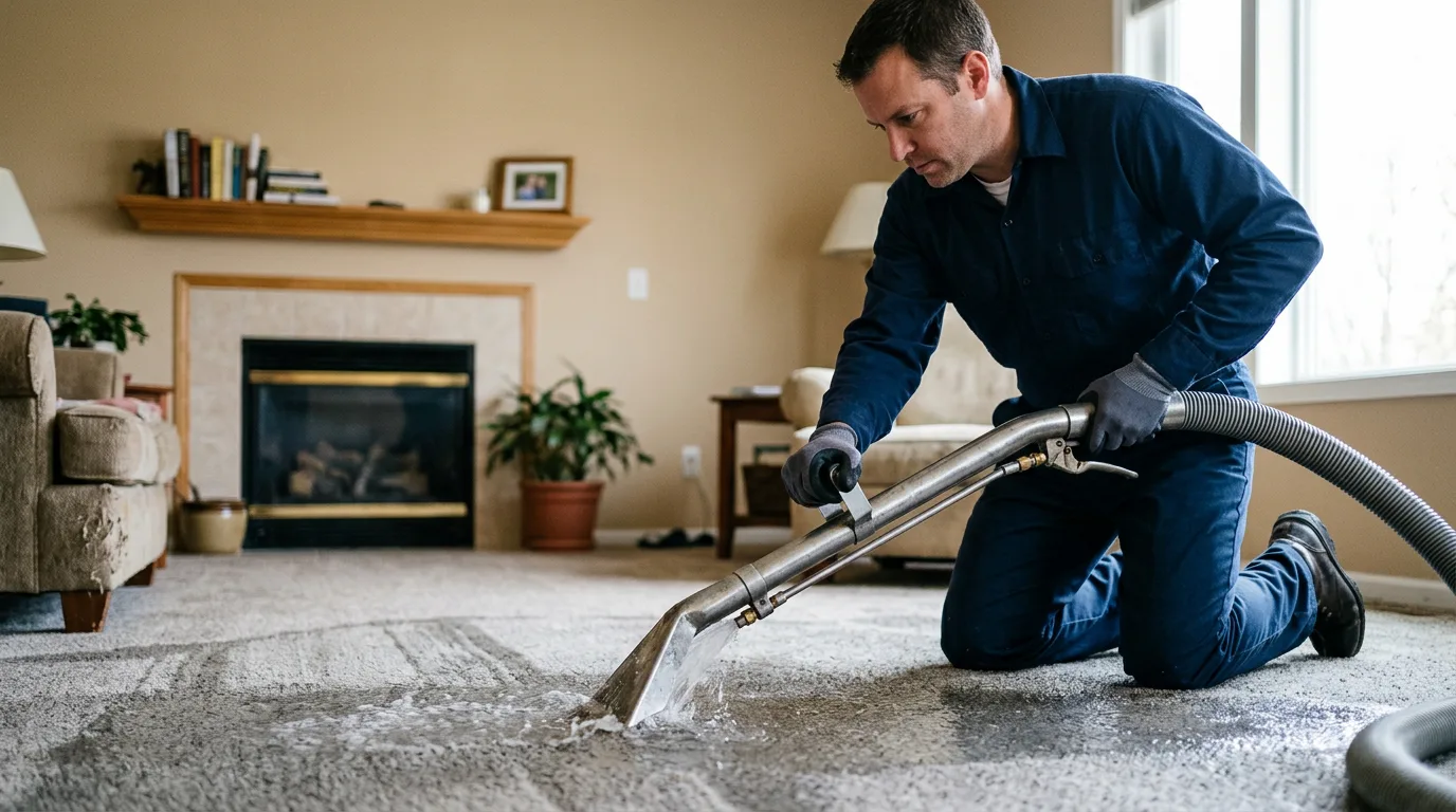 Water damage restoration technician working near Chandler, TX